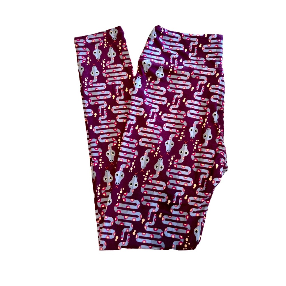 LuLaRoe Snake Leggings Size OS Purple and Gray